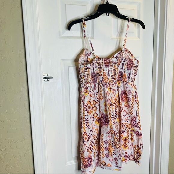 Jolie & Joy Juniors Mosaic Smocked Button Front Dress Size Large - Picture 9 of 14